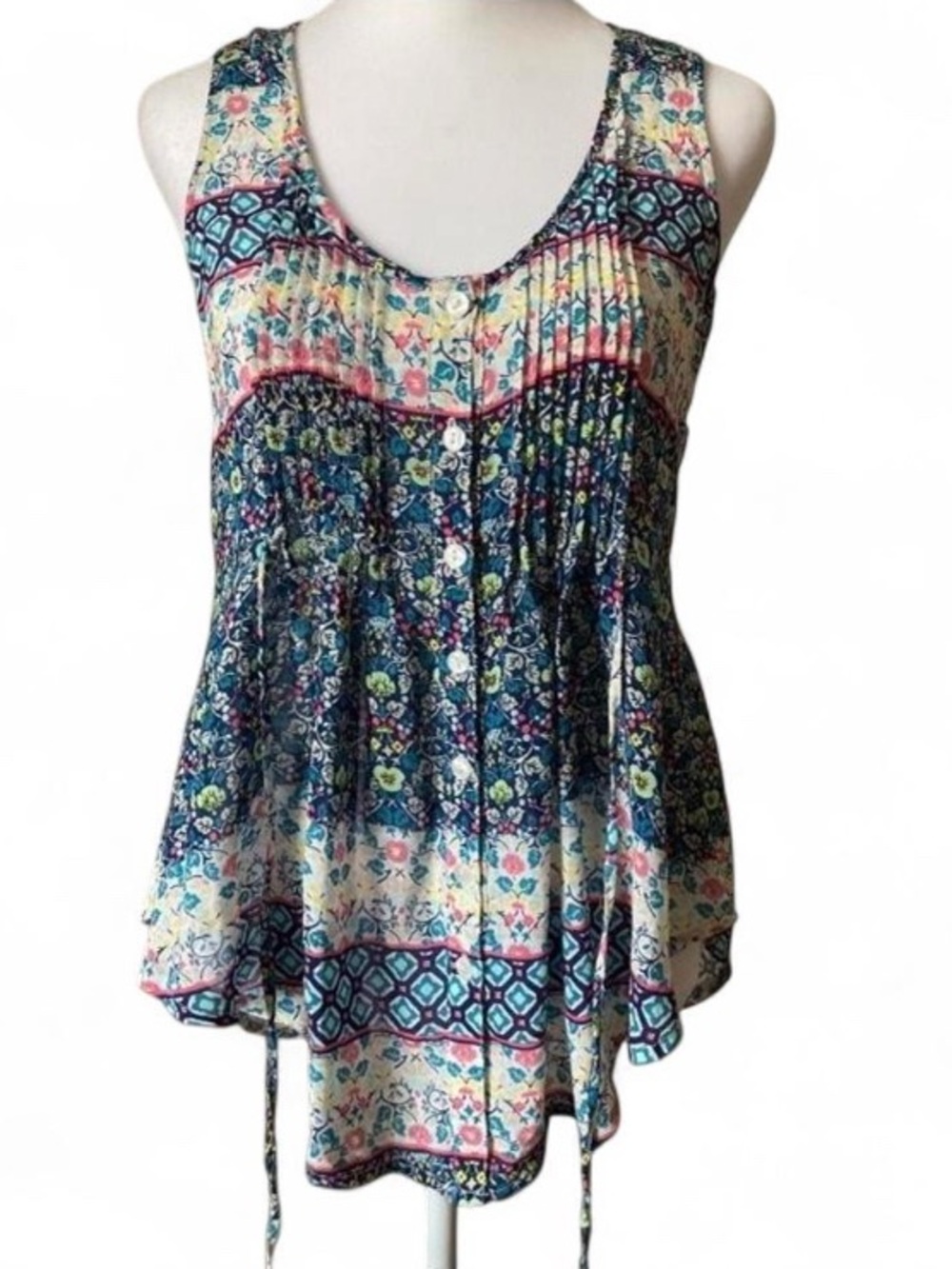 American Rag Multicolor Floral Sleeveless Button Up Blouse size XS - Picture 3 of 8